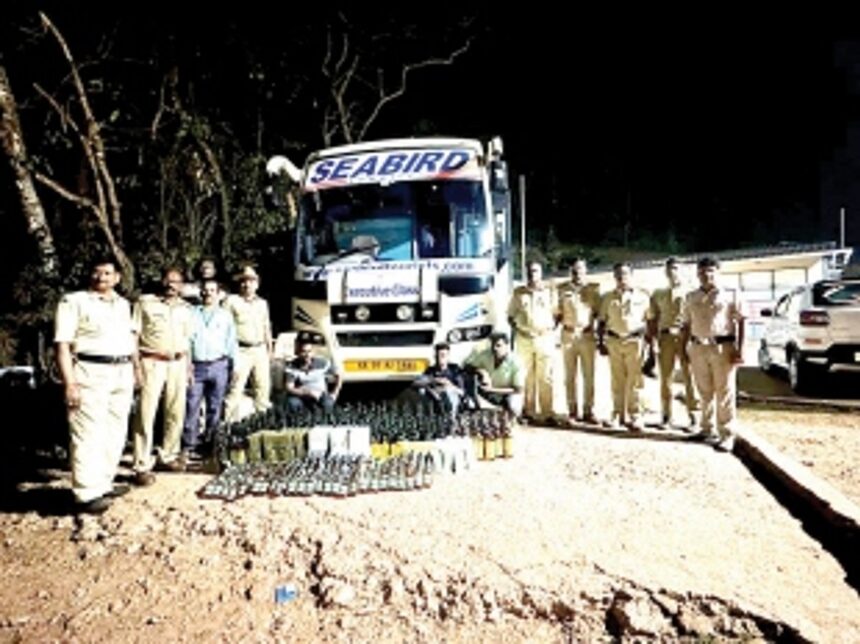 Illegal liquor worth Rs 34 lakh seized in luxury bus at Anmod Check Post