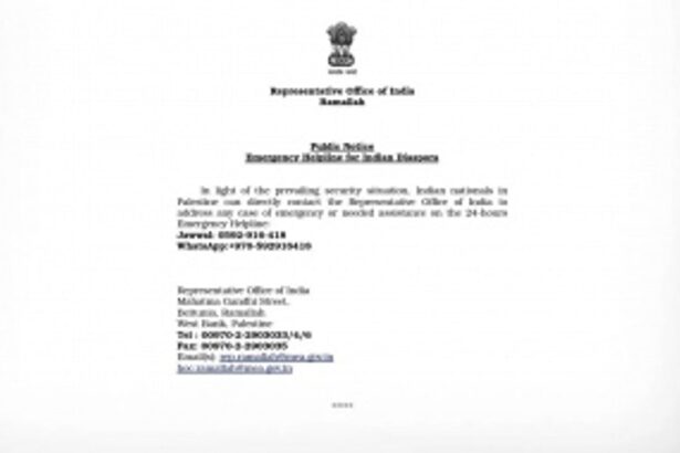 India Launches 24-Hour Emergency Helpline for Its Citizens in Palestine Amid Gaza Conflict