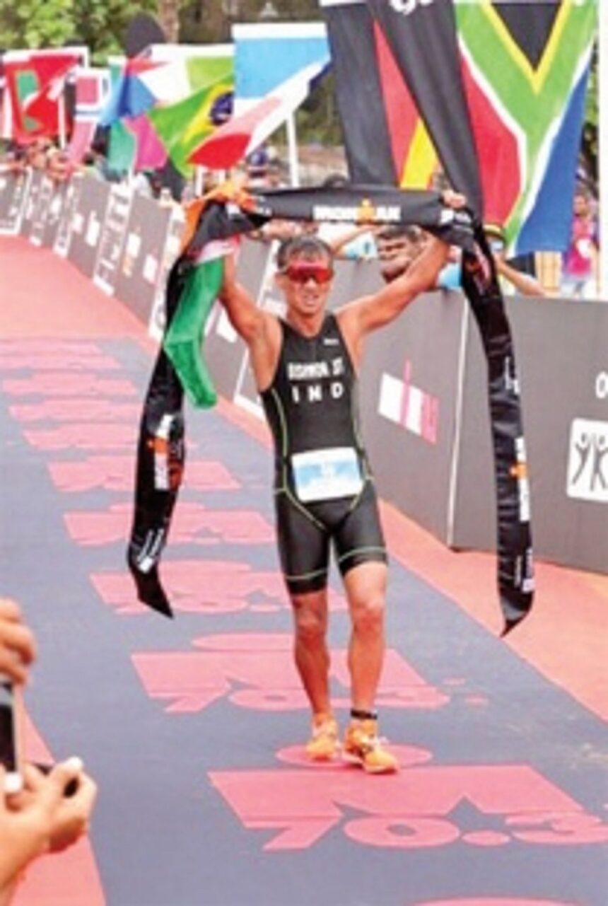 Indian Army's Bishworjit wins IRONMAN 70.3 Goa 1 Indian Army's Bishworjit wins IRONMAN 70.3 Goa