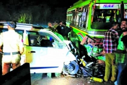 Infant badly injured in taxi-bus collision at Usgao