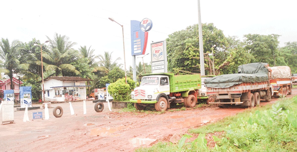 Inter-state trucks stranded for want of fuel as the lone petrol pump at Gulem was shut down on Tuesday