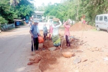 It takes a pregnant woman falling off her scooter, for a bad road in Ponda to be repaired