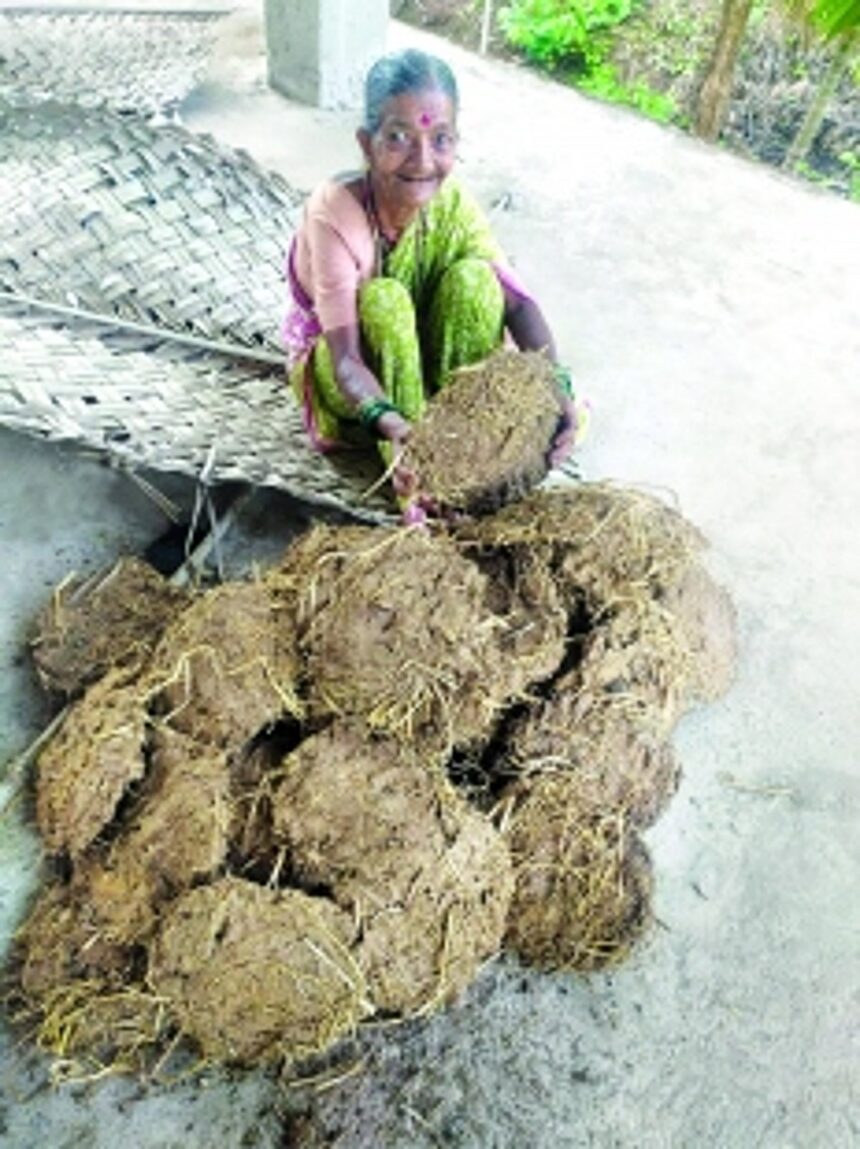 Jaanki Naik’s proud, eco-friendly legacy: 60 years spent shaping cow dung cakes