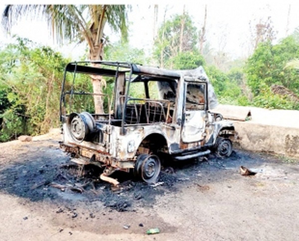 Jeep ‘set on’ fire, destroyed