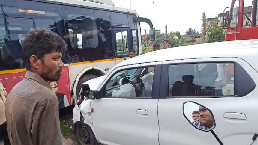 Kadamba Bus and Car Collide Outside Margao KTC Bus Stand, No Injuries Reported 1 Kadamba Bus and Car Collide Outside Margao KTC Bus Stand, No Injuries Reported