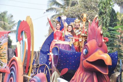 King Momo, his queen and their aides at the Vasco Carnival float parade.