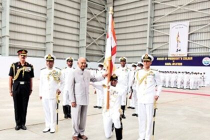 Kovind presents President’s  Colour to Indian Naval Aviation