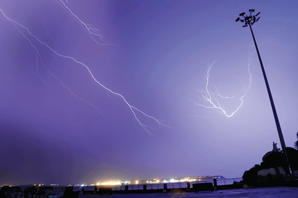LIGHTS ARE ON: Lightning lights up the sky over Dona Paula on Thursday as thunder showers hit Goa, bringing relief from the scorching heat.