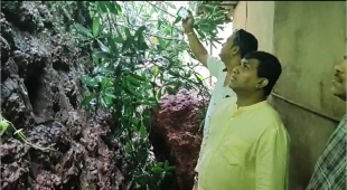 Landslide damages a house at New Vaddem, Vasco