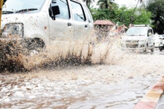 Light rainfall leads to accumulation of water in Panjim