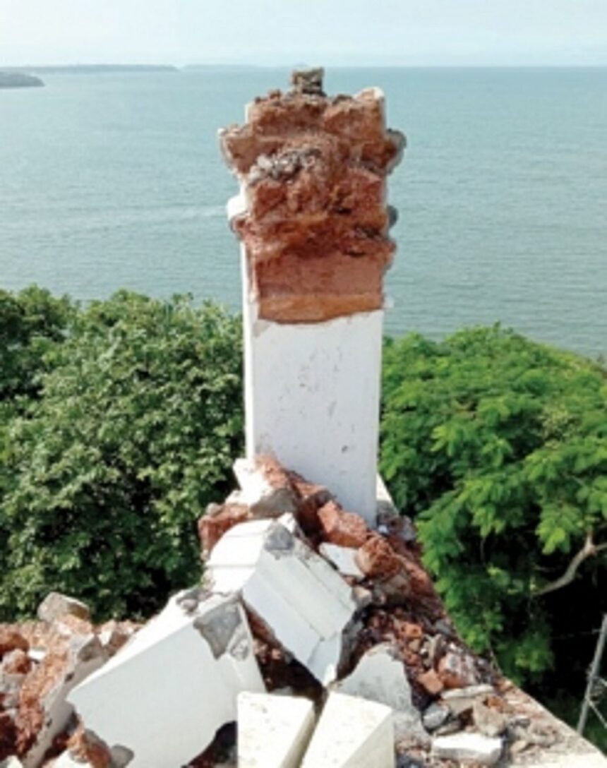 Lightning strikes Sinquerim church; roof, tower, pillar damaged