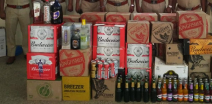 Liquor seized at St Cruz, Quepem