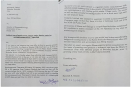 Local Resident Raises Concerns Over Proposed Ore Transportation Plan in Bicholim