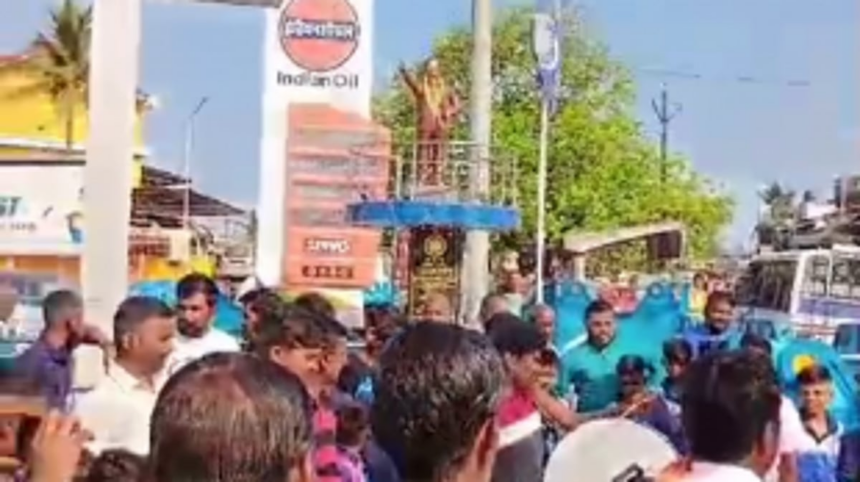 Locals observe the 133rd birth anniversary of B.R. Ambedkar at Sancoale