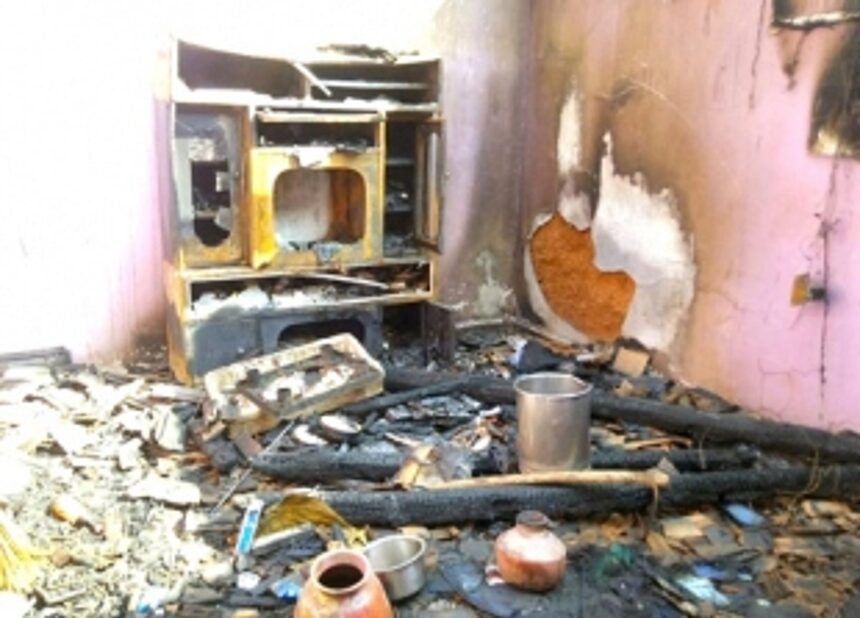 Loliem house destroyed in  fire; Family escapes unhurt