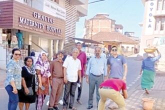 Loyola High School PTA repairs  damaged footpath in Margao