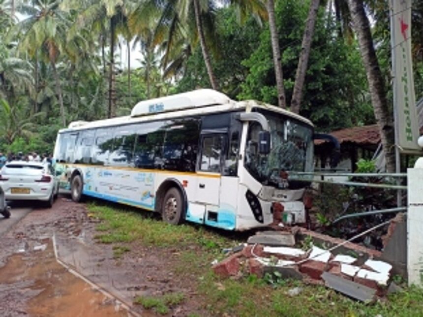 Lucky escape for passengers as KTC bus rams into wall