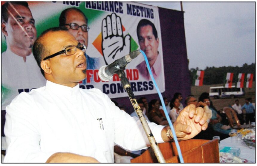 MICKKY TALKS TOUGH: The tourism minister addressing a gathering at Betalbatim.