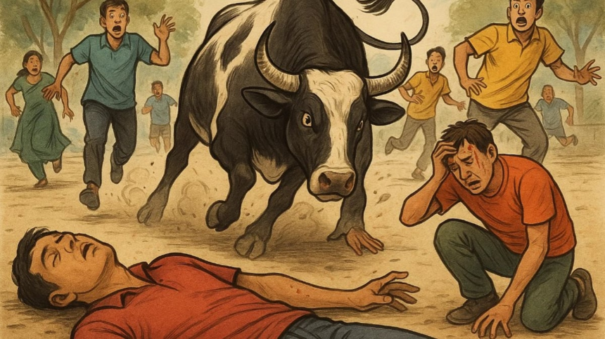 Majorda Bull Attack Claims One Life, Several Others Injured 1 Majorda Bull Attack Claims One Life, Several Others Injured