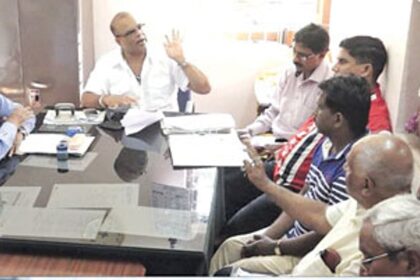 Majorda Sarpanch Moises Vaz, MLA Mickky Pacheco, Panch members and local villagers discussing the housing project