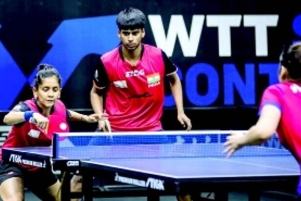 Manav, Ayhika begin campaign  with wins; Sharath loses