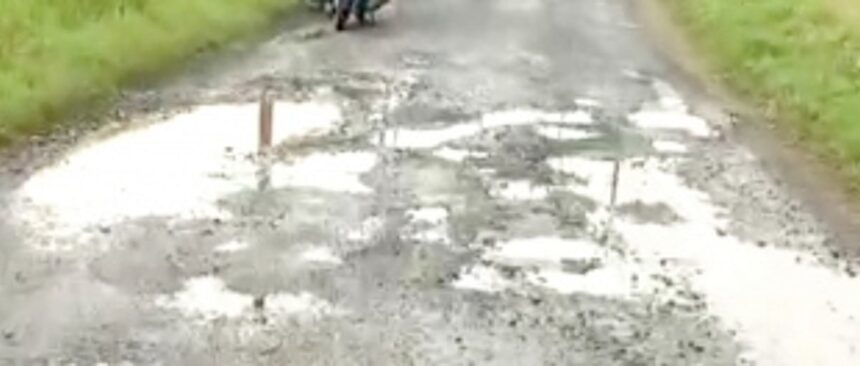 Mandrem potholed roads repaired with  jet-patcher, washed off with rains