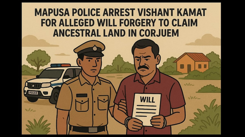 Mapusa Police Arrest Vishant Kamat for Alleged Will Forgery to Claim Ancestral Land in Corjuem 1 Mapusa Police Arrest Vishant Kamat for Alleged Will Forgery to Claim Ancestral Land in Corjuem