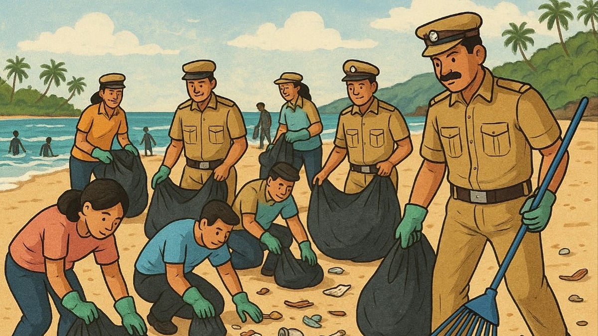 Mapusa Police Lead Beach Cleaning Drive at Anjuna-Vagator to Promote Civic Responsibility