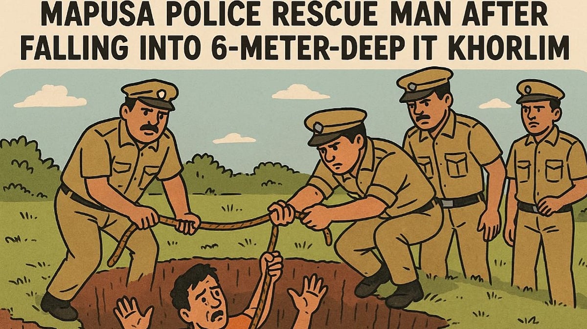 Mapusa Police Rescue Man After Falling Into 6-Meter-Deep Pit in Khorlim