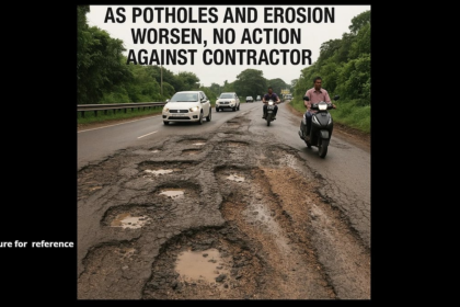 Mapusa-Porvorim Road Turns Hazardous as Potholes and Erosion Worsen, No Action Against Contractor