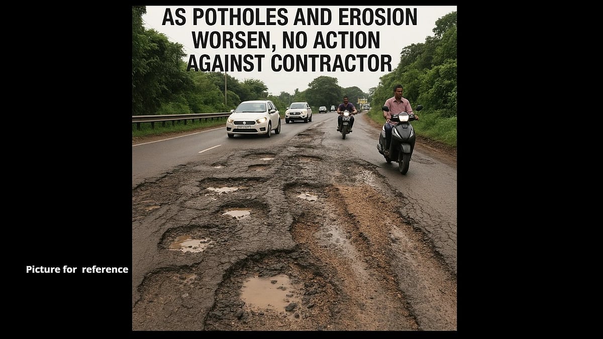 Mapusa-Porvorim Road Turns Hazardous as Potholes and Erosion Worsen, No Action Against Contractor