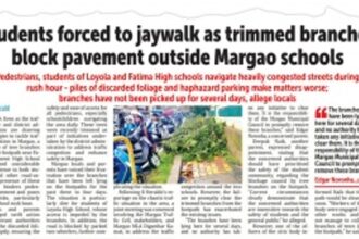 Margao civic body clears branches blocking footpath outside schools