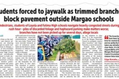 Margao civic body clears branches blocking footpath outside schools