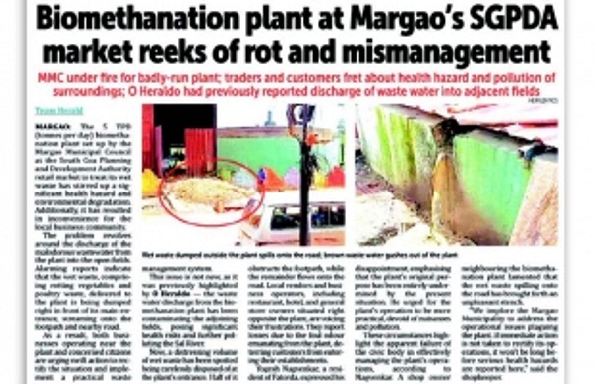 Margao civic body set to tackle problematic  biomethanation plant at SGPDA market
