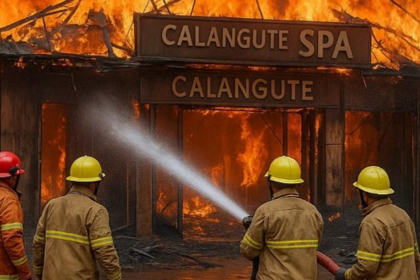 Massive Fire Guts Calangute Spa; Firefighters Prevent Spread, No Casualties