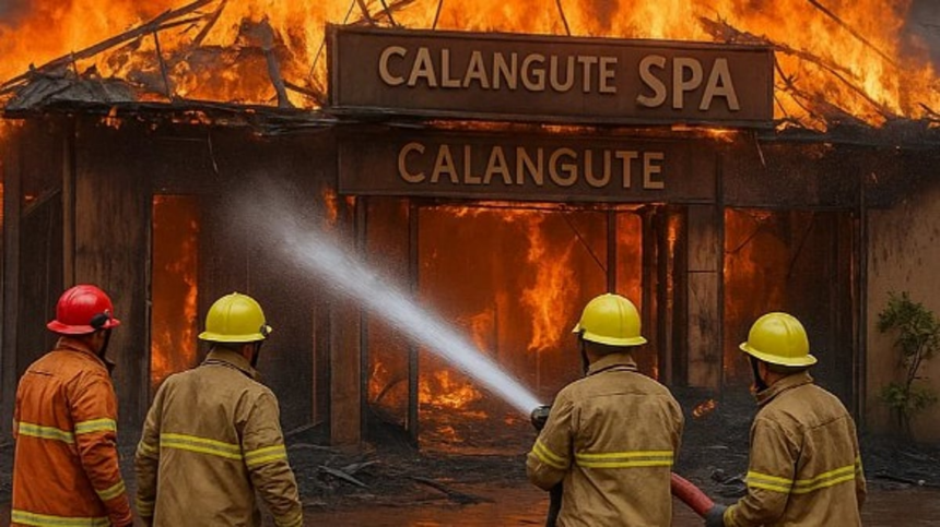 Massive Fire Guts Calangute Spa; Firefighters Prevent Spread, No Casualties 1 Massive Fire Guts Calangute Spa; Firefighters Prevent Spread, No Casualties