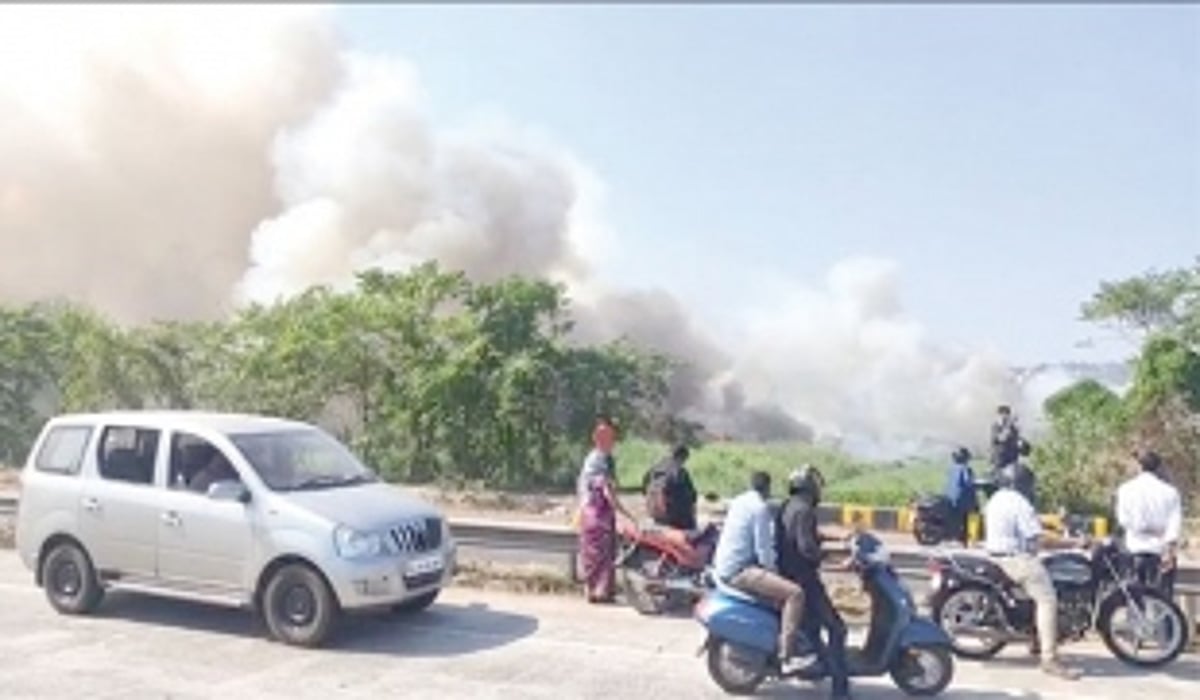 Massive fire in fields  at Guirim causes panic