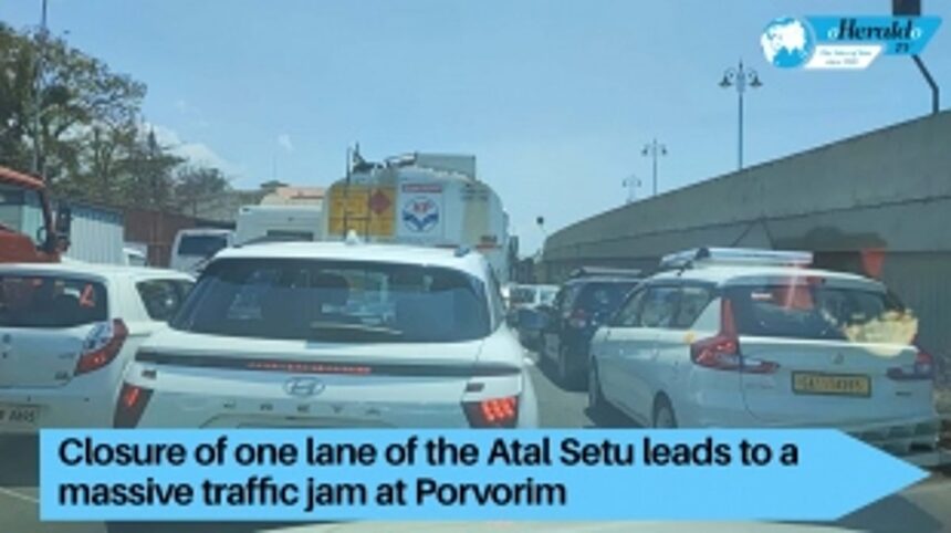 Massive traffic jam at Porvorim on Atal Setu Bridge