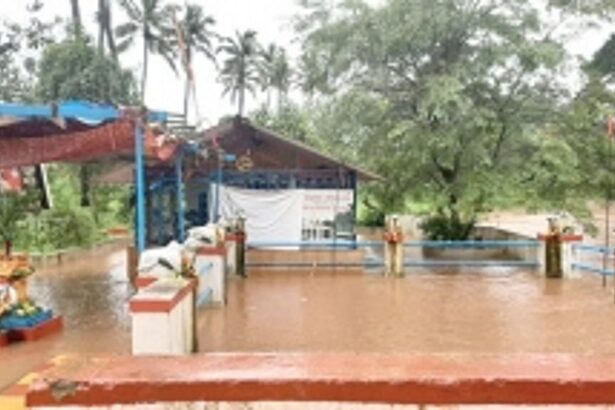 Mhadei River submerges roads, field of Sattari villages