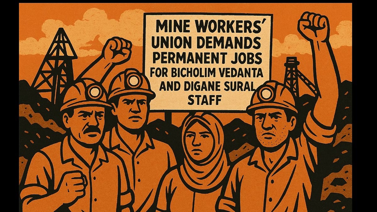Mine Worker's Union Demands Permanent Jobs for Bicholim Vedanta and Digane Sural Staff