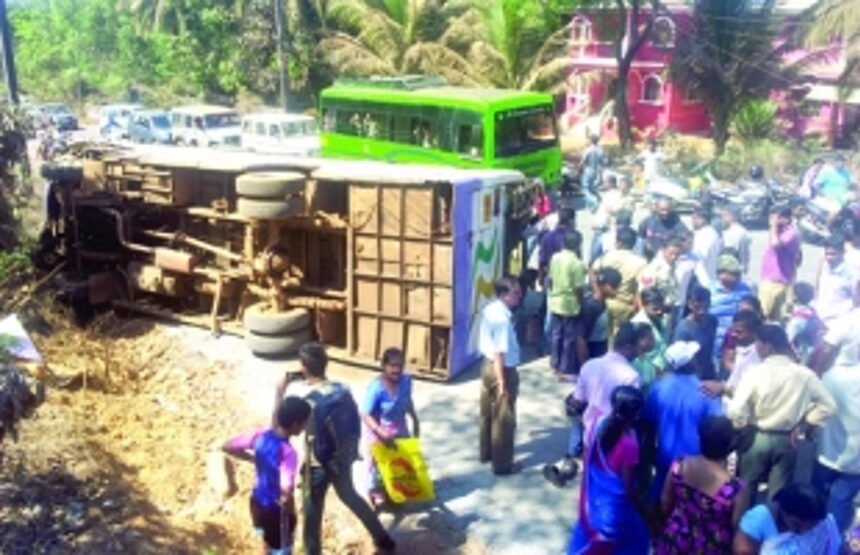 Miraculous escape for 25 students as bus overturns