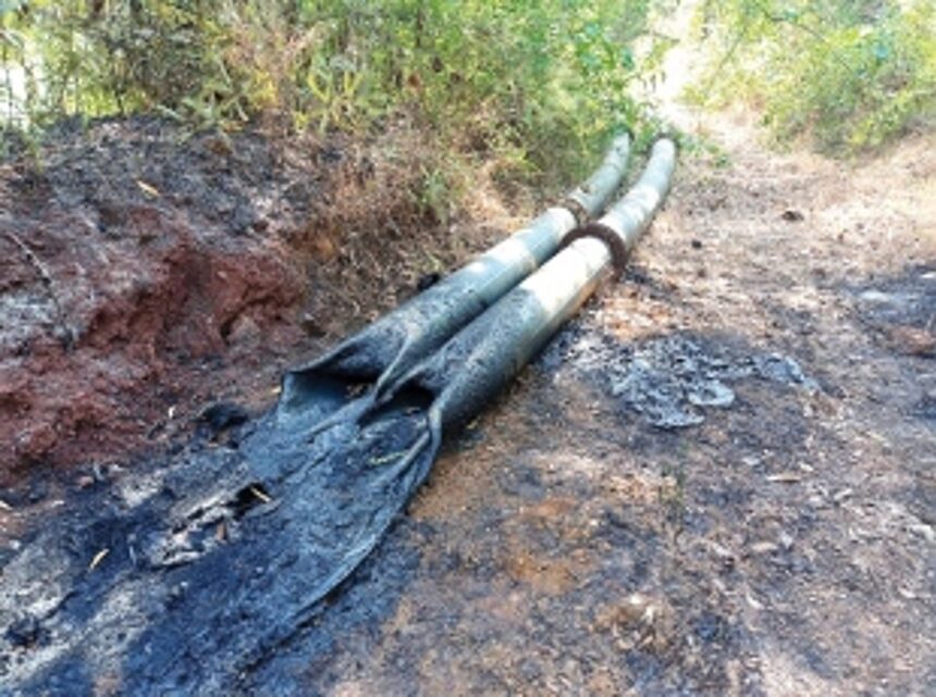 Miscreants burn down water pipeline worth Rs 70 lakh at Surla 1 Miscreants burn down water pipeline worth Rs 70 lakh at Surla