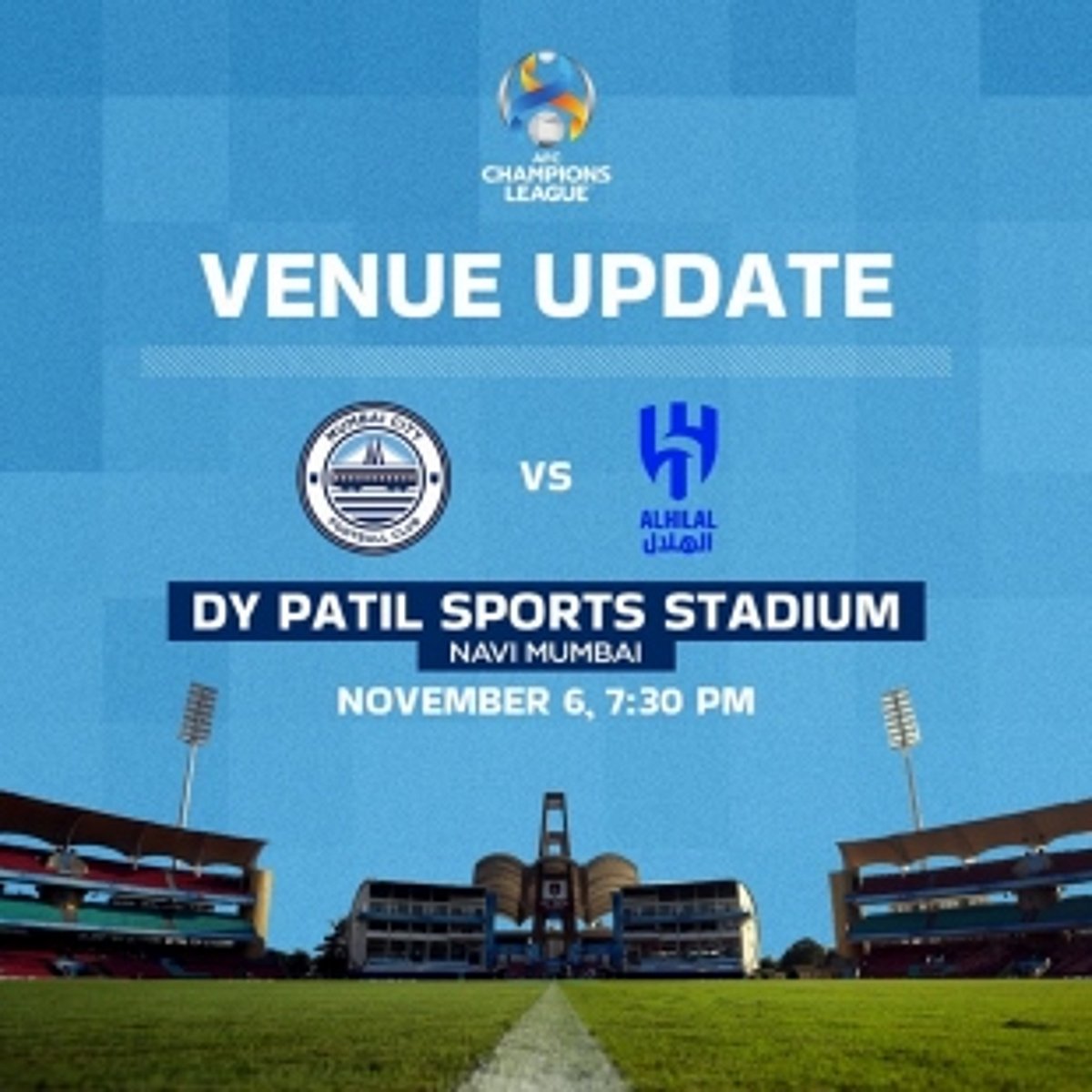 Mumbai city FC’s AFC Champions league home fixture against Al Hilal shifted to Navi Mumbai