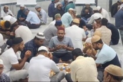 Muslim brothers break their fast at Jama Masjid at Panaji on Tuesday.