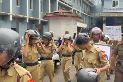 NEI High School NCC Cadets Lead Helmet Awareness Rally in Curchorem
