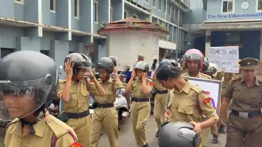 NEI High School NCC Cadets Lead Helmet Awareness Rally in Curchorem 1 NEI High School NCC Cadets Lead Helmet Awareness Rally in Curchorem