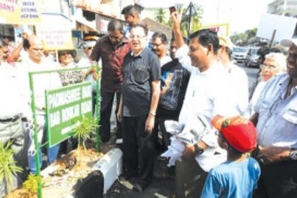 NGO, locals unveil name plate  before Fatorda road is named