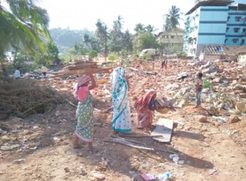 NHAI officials demolish 84 structures at Baina 1 NHAI officials demolish 84 structures at Baina