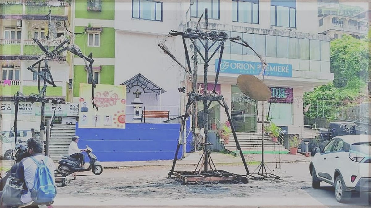 Narakasur effigies go up
in flames, but metal remains
lie unattended