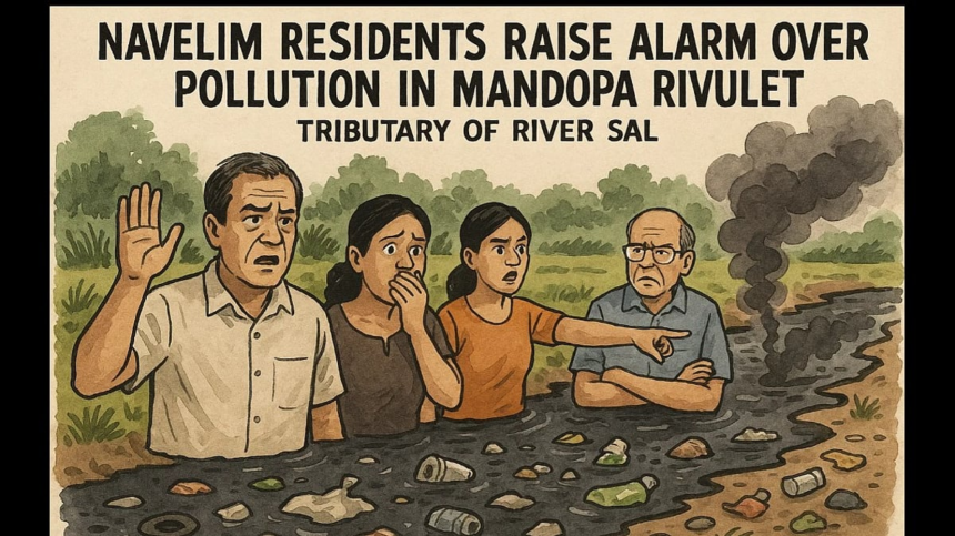 Navelim Residents Raise Alarm Over Pollution in Mandopa Rivulet, Tributary of River Sal 1 Navelim Residents Raise Alarm Over Pollution in Mandopa Rivulet, Tributary of River Sal